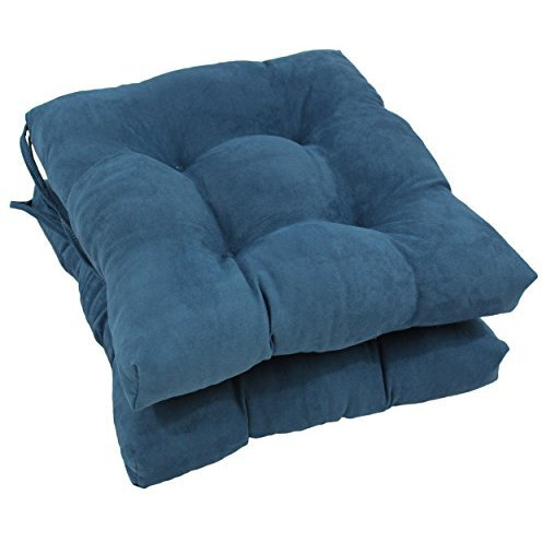 16-inch Solid Micro Suede Square Tufted Chair Cushions (Set of 2)