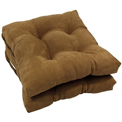 16-inch Solid Micro Suede Square Tufted Chair Cushions (Set of 2)