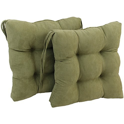 16-inch Solid Micro Suede Square Tufted Chair Cushions (Set of 2)