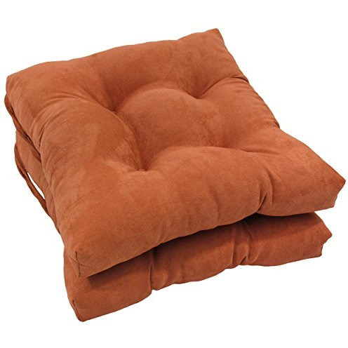 16-inch Solid Micro Suede Square Tufted Chair Cushions (Set of 2)