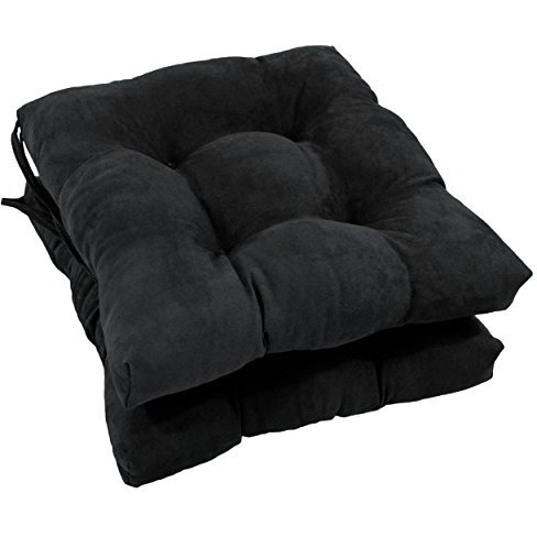 16-inch Solid Micro Suede Square Tufted Chair Cushions (Set of 2)