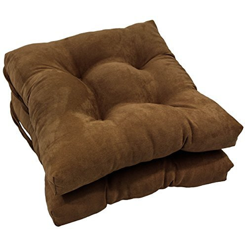 16-inch Solid Micro Suede Square Tufted Chair Cushions (Set of 2)