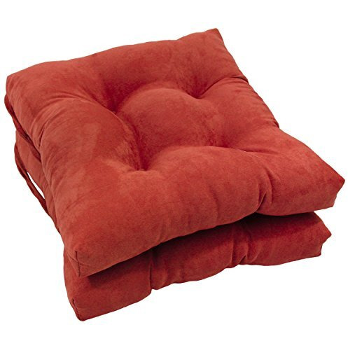 16-inch Solid Micro Suede Square Tufted Chair Cushions (Set of 2)