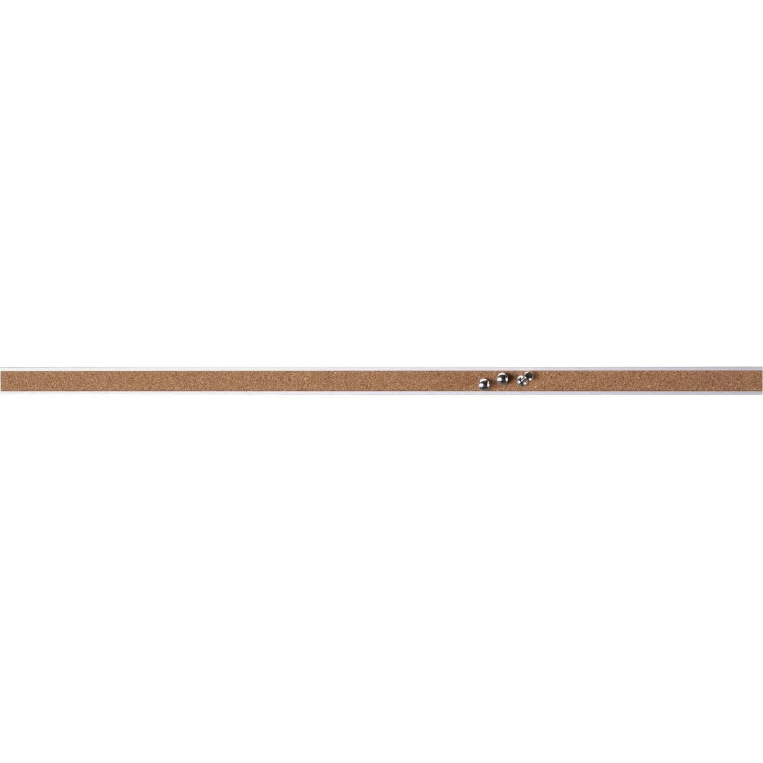 Lorell Cork Strip Bulletin Bar - 48 Width - Cork Surface - Self-healing, Fade Resistant, Self-sealing - Anodized Aluminum Frame - 1 Each