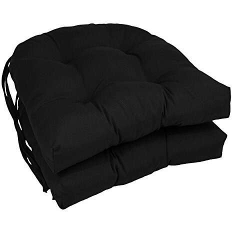 16-inch Solid Twill U-shaped Tufted Chair Cushions (Set of 2)