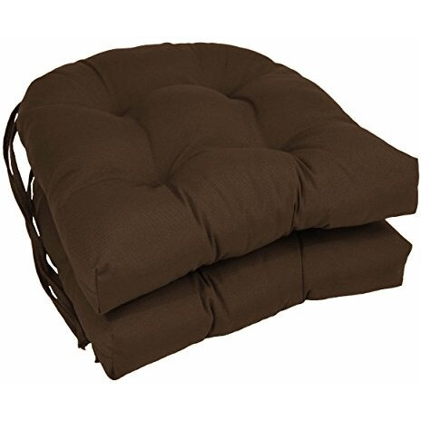16-inch Solid Twill U-shaped Tufted Chair Cushions (Set of 2)