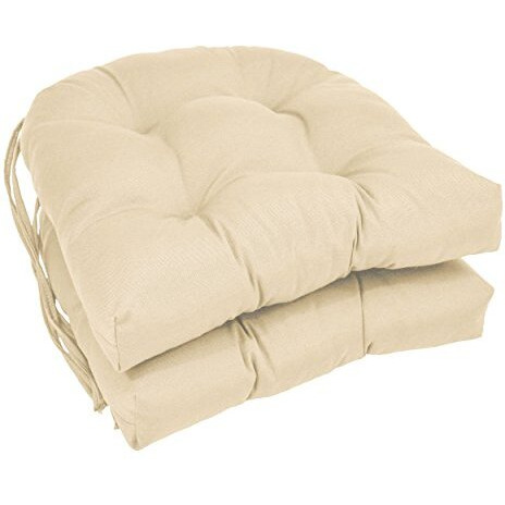 16-inch Solid Twill U-shaped Tufted Chair Cushions (Set of 2)