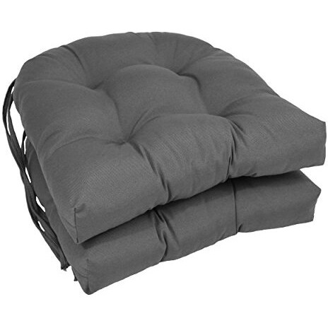 16-inch Solid Twill U-shaped Tufted Chair Cushions (Set of 2)