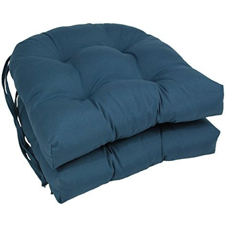 16-inch Solid Twill U-shaped Tufted Chair Cushions (Set of 2)