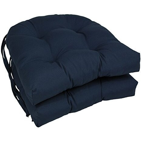 16-inch Solid Twill U-shaped Tufted Chair Cushions (Set of 2)