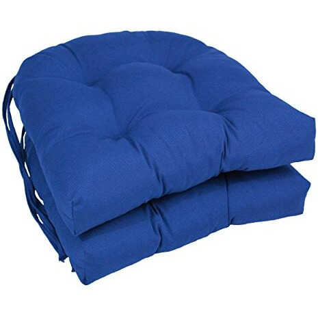 16-inch Solid Twill U-shaped Tufted Chair Cushions (Set of 2)
