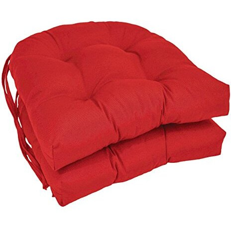 16-inch Solid Twill U-shaped Tufted Chair Cushions (Set of 2)