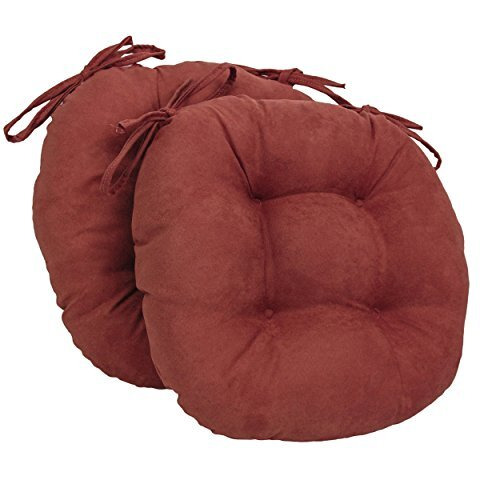 16-inch Solid Micro Suede Round Tufted Chair Cushions (Set of 2)