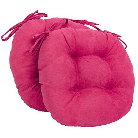 16-inch Solid Micro Suede Round Tufted Chair Cushions (Set of 2)