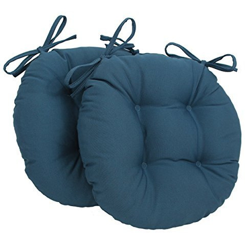16-inch Solid Twill Round Tufted Chair Cushions (Set of 2)