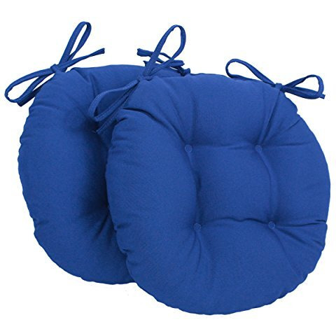 16-inch Solid Twill Round Tufted Chair Cushions (Set of 2)