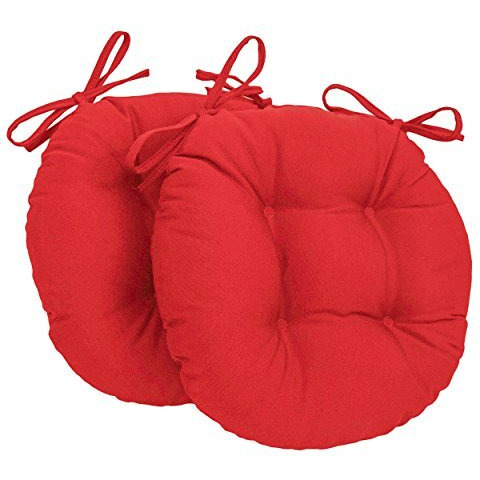 16-inch Solid Twill Round Tufted Chair Cushions (Set of 2)