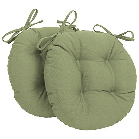 16-inch Solid Twill Round Tufted Chair Cushions (Set of 2)