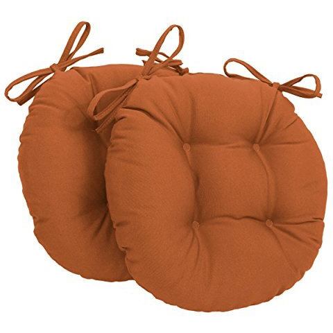 16-inch Solid Twill Round Tufted Chair Cushions (Set of 2)