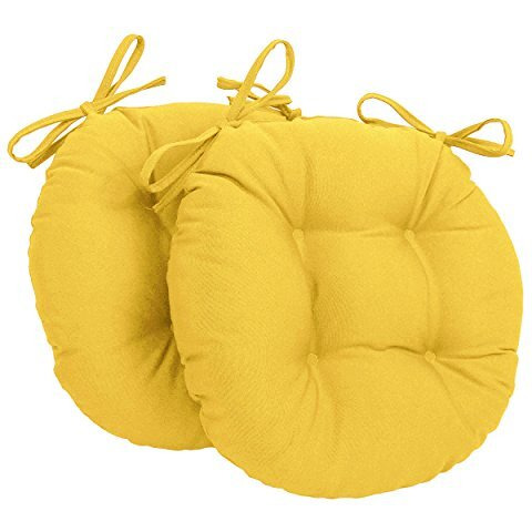 16-inch Solid Twill Round Tufted Chair Cushions (Set of 2)