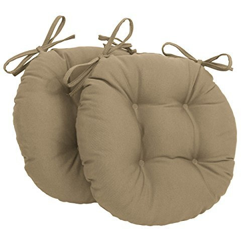 16-inch Solid Twill Round Tufted Chair Cushions (Set of 2)