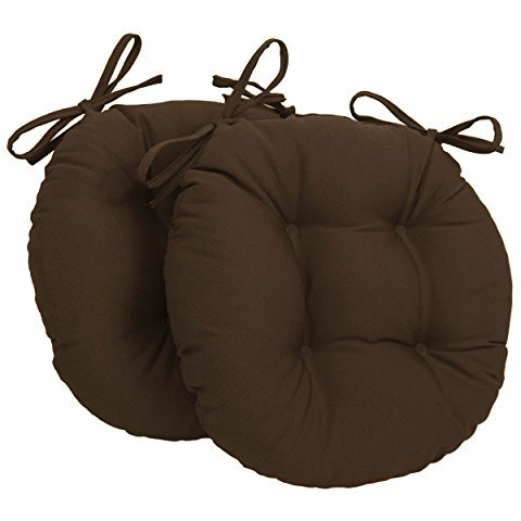16-inch Solid Twill Round Tufted Chair Cushions (Set of 2)