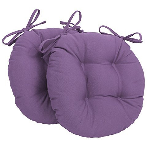 16-inch Solid Twill Round Tufted Chair Cushions (Set of 2)