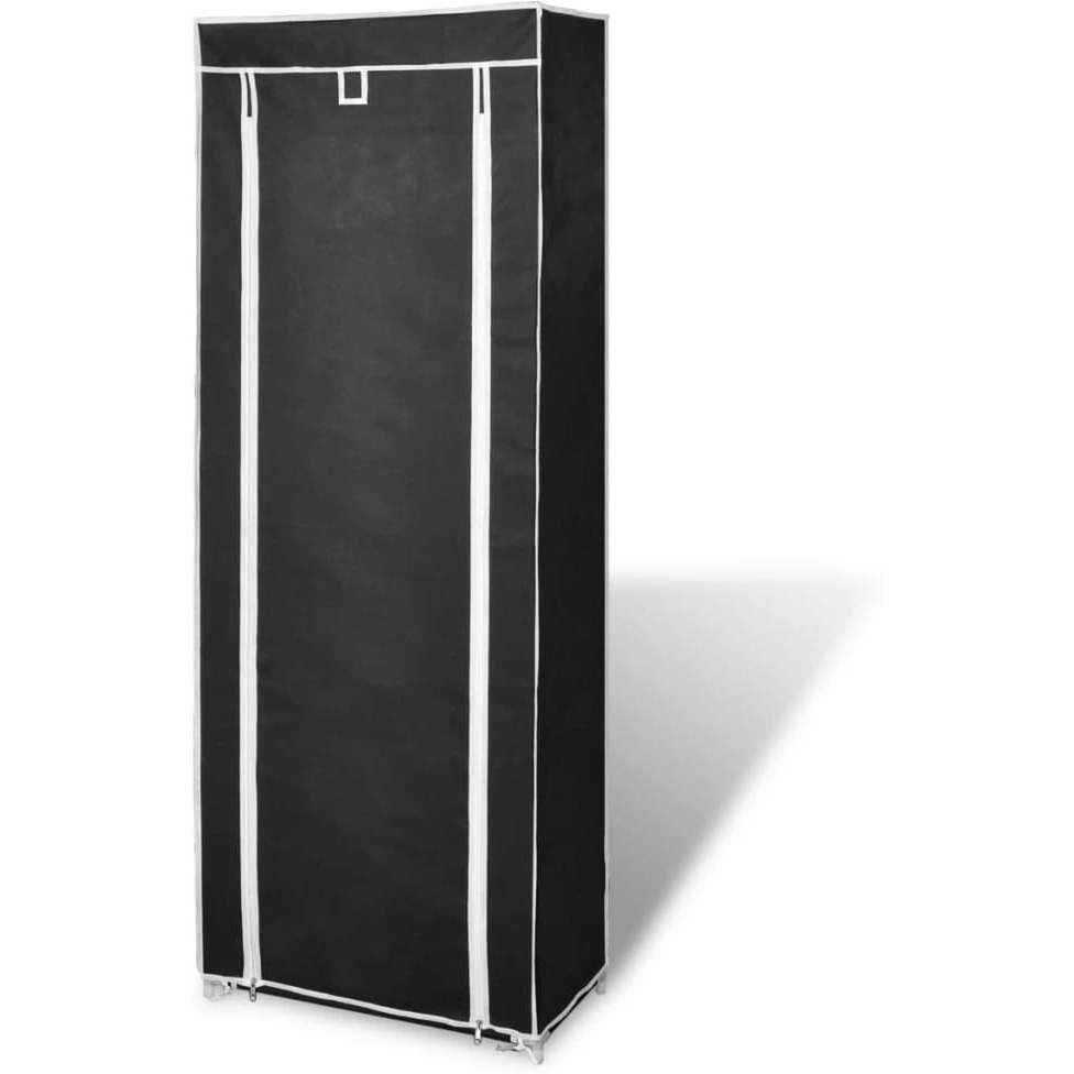 Fabric Shoe Cabinet with Cover 22" x 11" x 64" Black