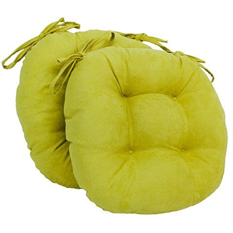 16-inch Solid Micro Suede Round Tufted Chair Cushions (Set of 2)