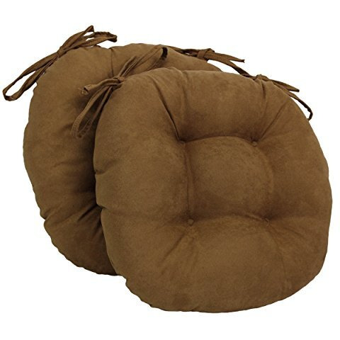 16-inch Solid Micro Suede Round Tufted Chair Cushions (Set of 2)