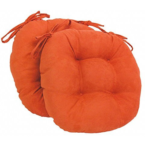 16-inch Solid Micro Suede Round Tufted Chair Cushions (Set of 2)