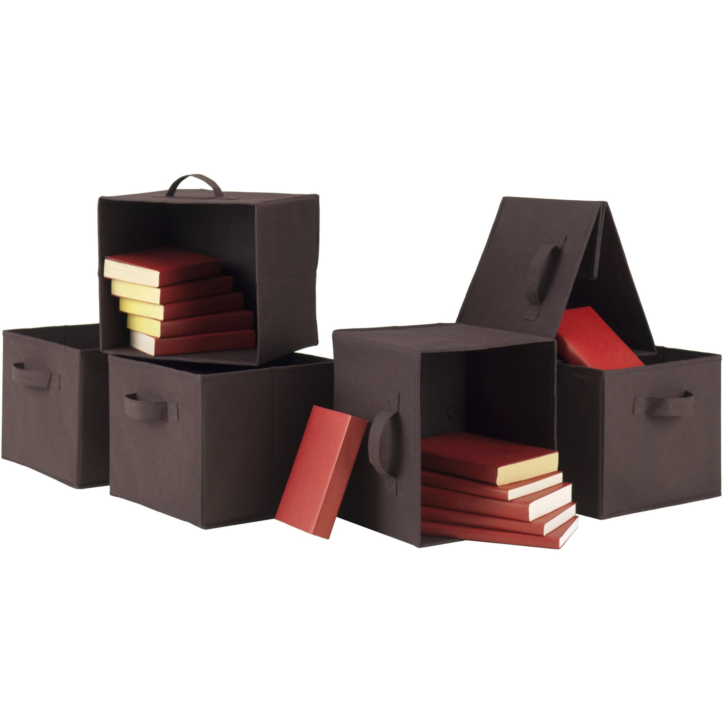 Capri 6-Pc Foldable Fabric Basket Set, Chocolate