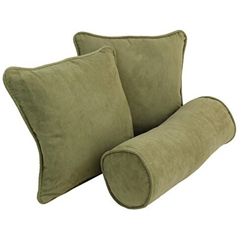 Double-corded Solid Microsuede Throw Pillows with Inserts (Set of 3) Sage Green