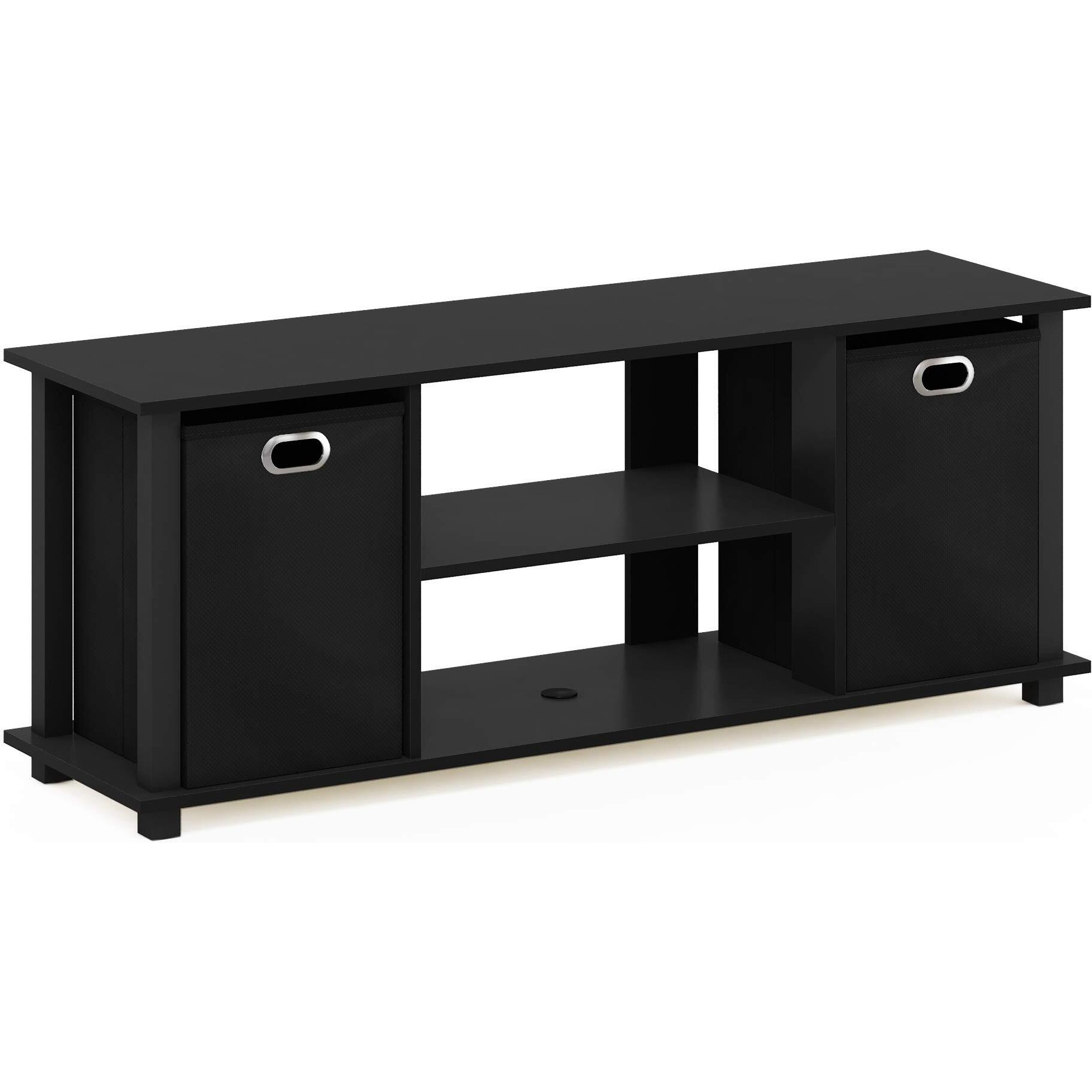 Furinno 13054BK/BK Econ Entertainment Center w/Storage Bins, Black