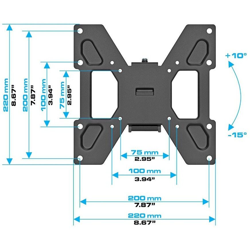 Cmple - Slim Adjustable Tilt TV Wall Mount for 23-42 inches LED Plasma LCD Flat Screen TV, Tilting TV Mount for 23-42 inch TVs, Monitors up to 44lbs VESA Max 200x200