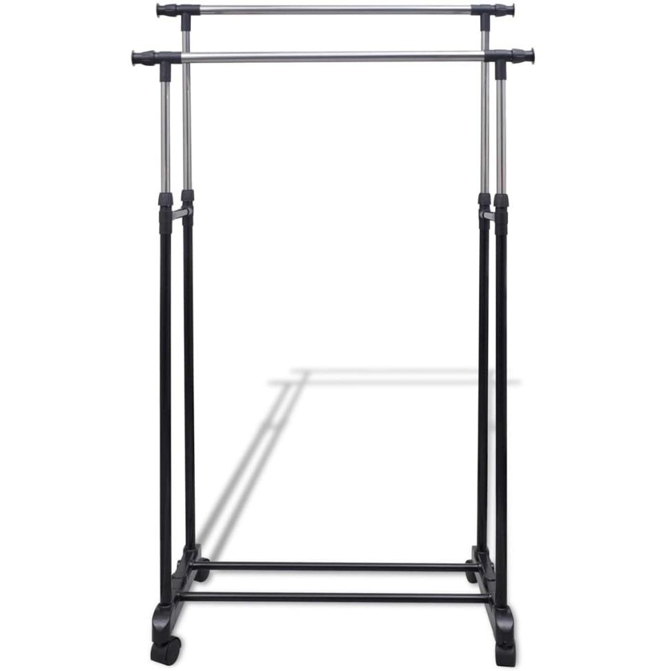 vidaXL Adjustable Clothes Rack 4 Castors 2 Hanging Rails
