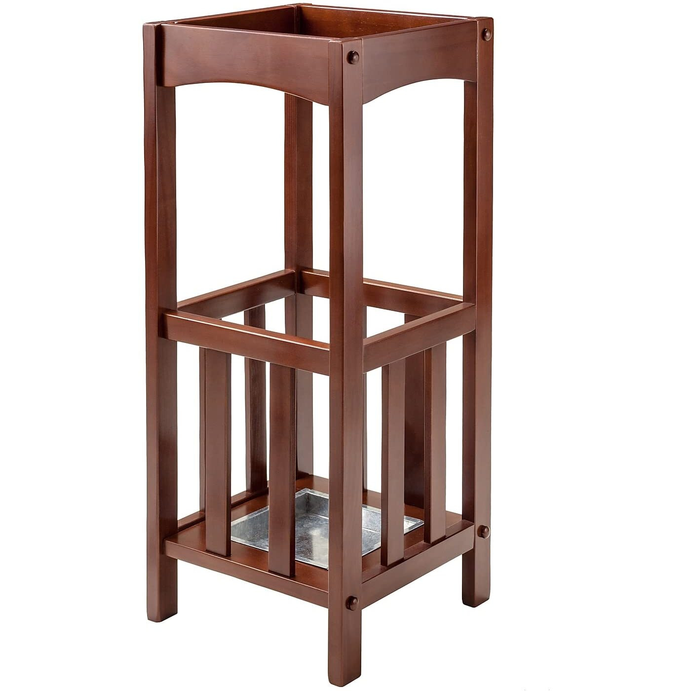 Rex Umbrella Stand with Metal Tray, Walnut