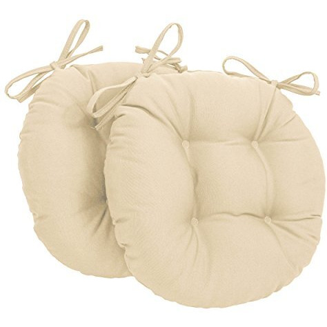 16-inch Solid Twill Round Tufted Chair Cushions (Set of 2)