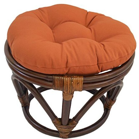18-inch Round Solid Twill Tufted Footstool Cushion