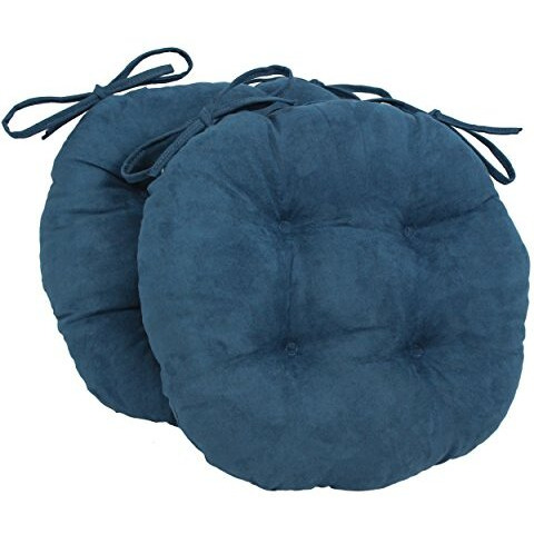 16-inch Solid Micro Suede Round Tufted Chair Cushions (Set of 2)