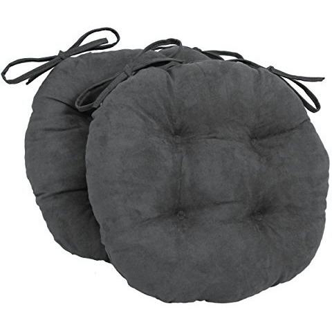 16-inch Solid Micro Suede Round Tufted Chair Cushions (Set of 2)