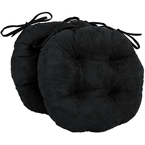 16-inch Solid Micro Suede Round Tufted Chair Cushions (Set of 2)