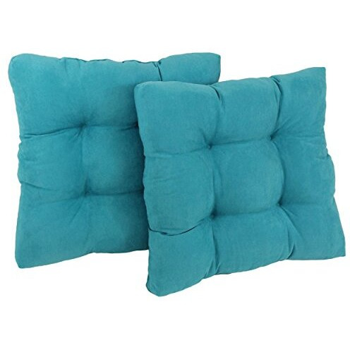 19-inch Squared Microsuede Tufted Dining Chair Cushion (Set of Two)