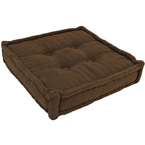 20-inch Square Corded Floor Pillow with Button Tufts