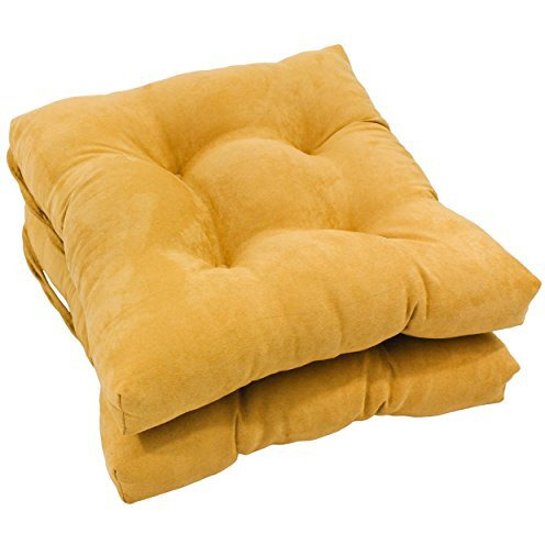 16-inch Solid Micro Suede Square Tufted Chair Cushions (Set of 2)
