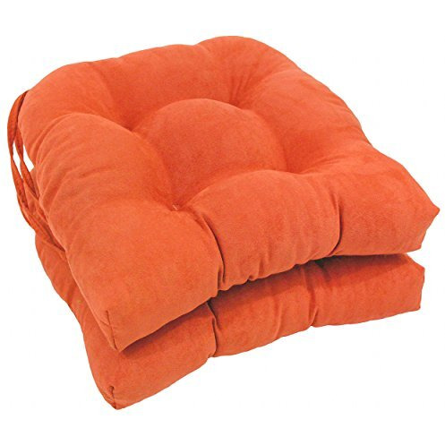 16-inch Solid Microsuede U-shaped Tufted Chair Cushions (Set of 2)