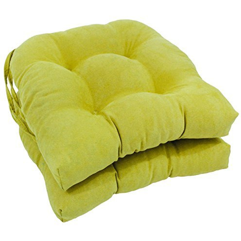16-inch Solid Microsuede U-shaped Tufted Chair Cushions (Set of 2)