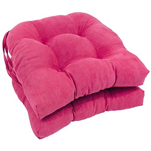 16-inch Solid Microsuede U-shaped Tufted Chair Cushions (Set of 2)