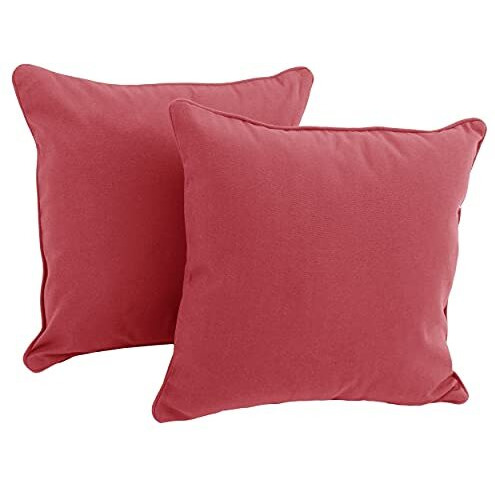 18-inch Double-corded Solid Twill Square Throw Pillows with Inserts (Set of 2), Bery Berry