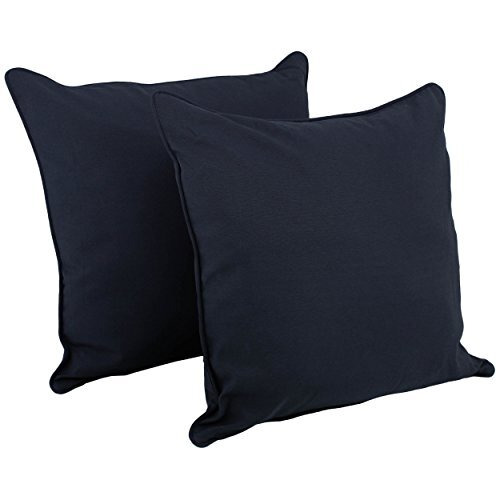 25-inch Double-corded Solid Twill Square Floor Pillows with Inserts (Set of 2), Navy